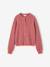 Long-sleeved cardigan for girls chocolate+old rose 