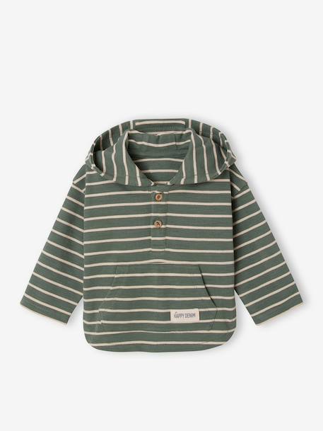 Striped Hooded Top for Baby Boys crystal blue+green+sandy beige+tomato red 