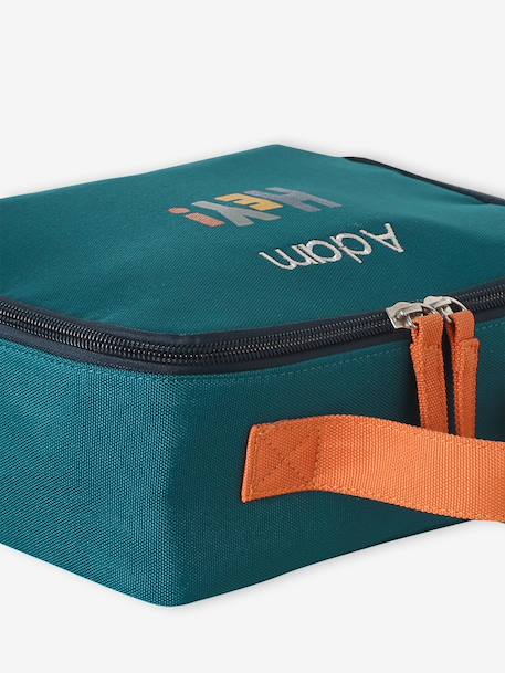 Boy's personalised snack bag in polyester dark green 