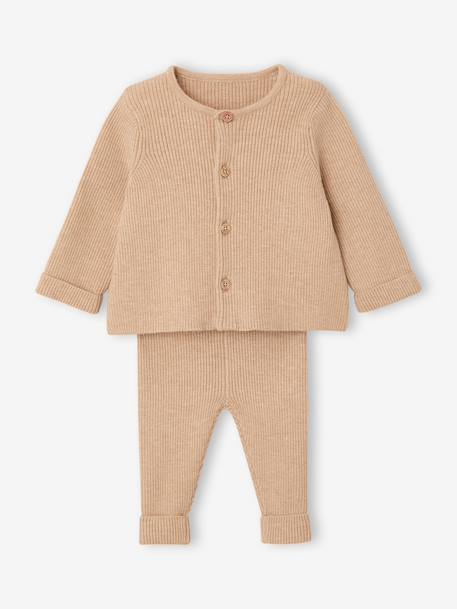 Unisex Combo: Jersey Knit Top & Trousers for Babies aqua green+beige+sage green+WHITE LIGHT SOLID 