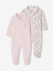 -Pack of 2 baby sleepsuits with front opening