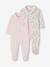 Pack of 2 baby sleepsuits with front opening cappuccino+pale pink+sage green 
