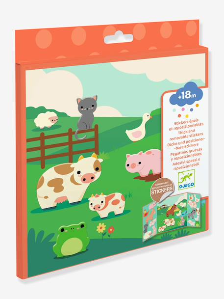 DJECO repositionable farm animal stickers red 