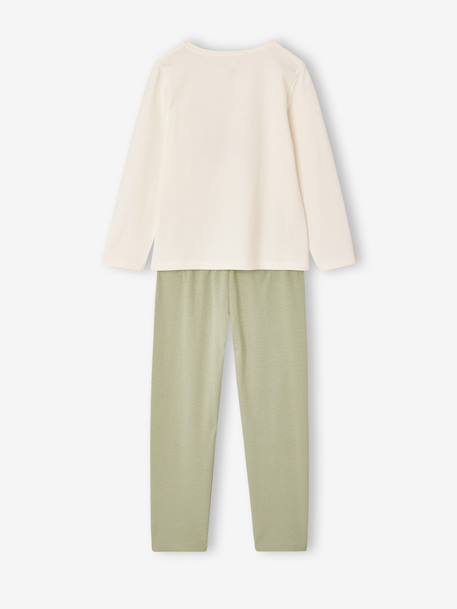 Pack of 2 long pyjamas for girls sage green 