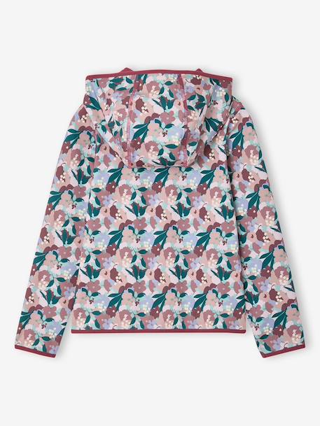 Sports Sweatshirt with Flower Print in Techno Fabric for Girls anthracite+ecru+old rose+printed green 