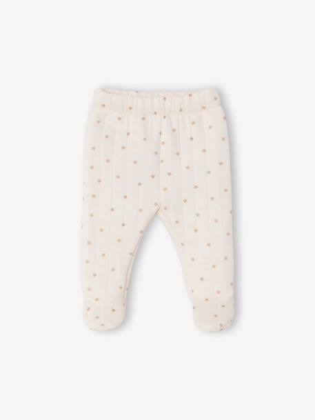 Quilted Set: Cardigan + Fully Printed Footed Trousers ecru+rose+vanilla 