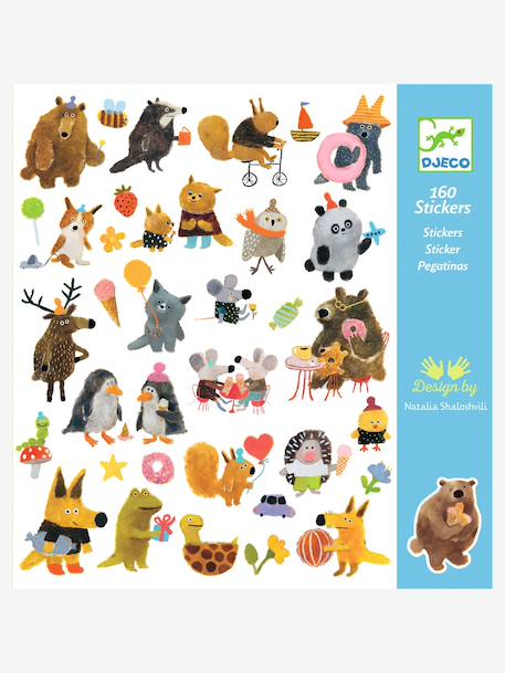 160 fluffy friends stickers blue 