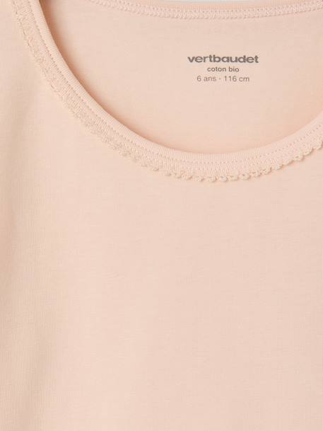 Pack of 3 long-sleeved T-shirts for girls old rose 