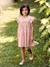 Ruffled, Short Sleeve Dress with Prints, for Girls emerald green+pale pink+printed white 