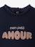 Long-sleeved baby t-shirt with leopard heart pattern ecru+navy blue 