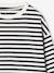 Long-sleeved striped T-shirt for girls dusky pink+ecru 