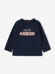 Baby-Long-sleeved baby t-shirt with leopard heart pattern