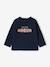 Long-sleeved baby t-shirt with leopard heart pattern ecru+navy blue 
