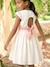 Party skater dress with bow sage green+white 