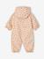 Fleece-lined baby's hooded printed rainsuit old rose+vanilla 