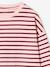 Long-sleeved striped T-shirt for girls dusky pink+ecru 