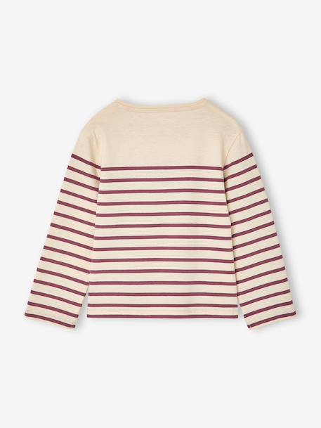 Long Sleeve Striped Top for Girls plum+striped blue 
