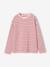 Long-sleeved striped T-shirt for girls dusky pink+ecru 