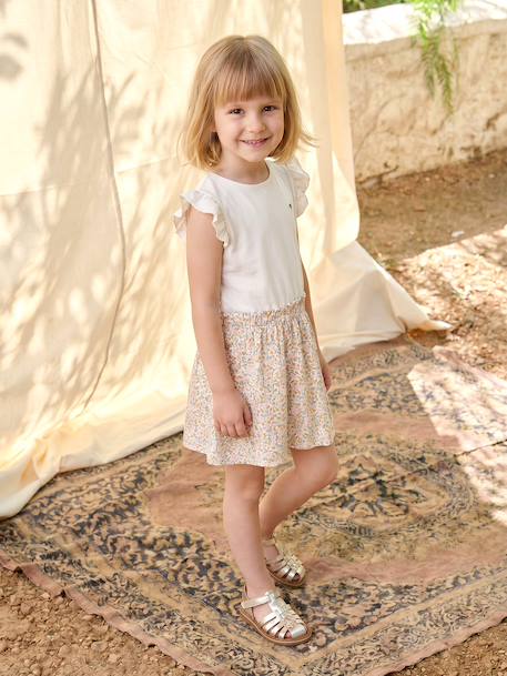 2-in-1-Effect Dress for Girls ecru+indigo+pale pink+striped pink 