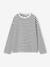 Long-sleeved striped T-shirt for girls dusky pink+ecru 