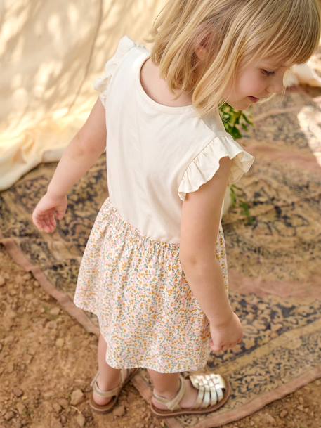 2-in-1-Effect Dress for Girls ecru+indigo+pale pink+striped pink 