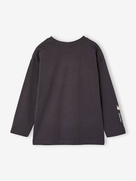 Long-sleeved T-shirt with slogan print for boys anthracite+pistachio+yellow 