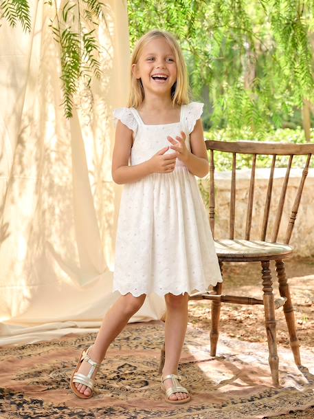 Girls’ Cotton Broderie Anglaise Dress white 