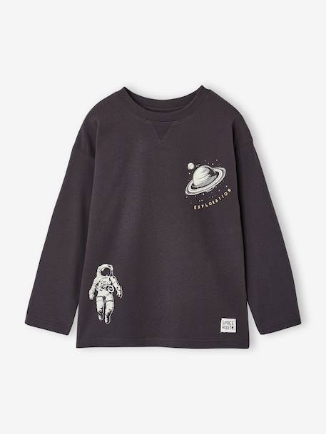Long-sleeved T-shirt with slogan print for boys anthracite+pistachio+yellow 