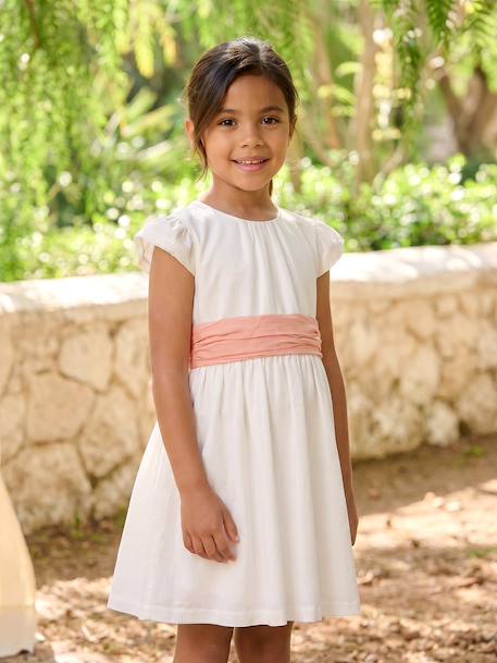 Party skater dress with bow sage green+white 