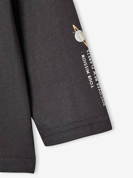 Long-sleeved T-shirt with slogan print for boys anthracite+pistachio+yellow 