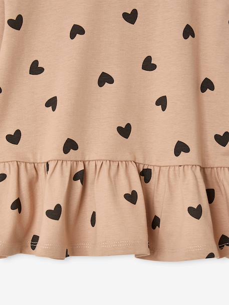Long-sleeved blouse for girls dusky pink+taupe 