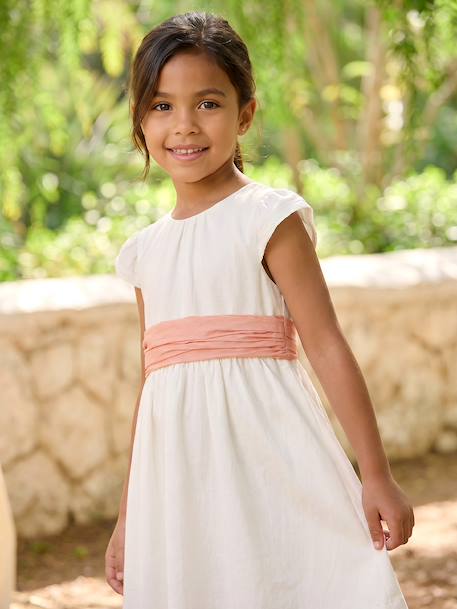 Party skater dress with bow sage green+white 