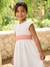 Party skater dress with bow sage green+white 