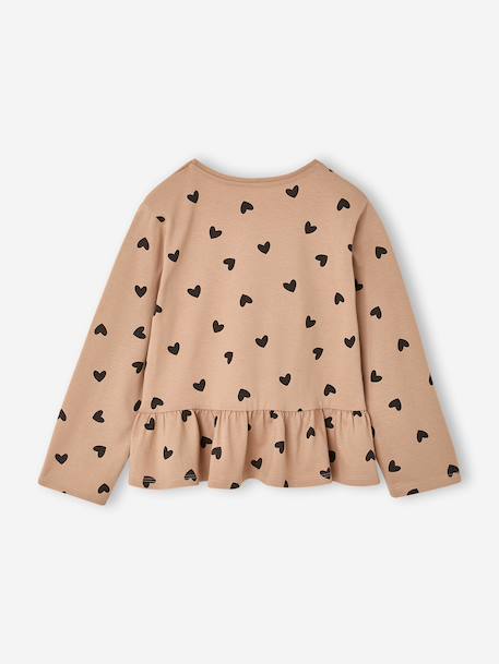 Long-sleeved blouse for girls dusky pink+taupe 