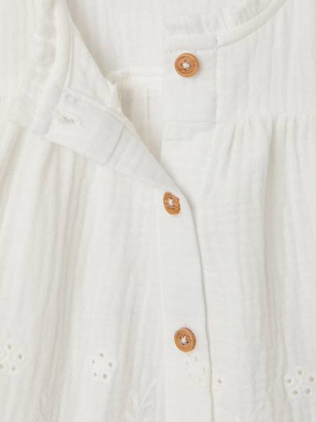 Embroidered blouse for babies ecru+ochre 