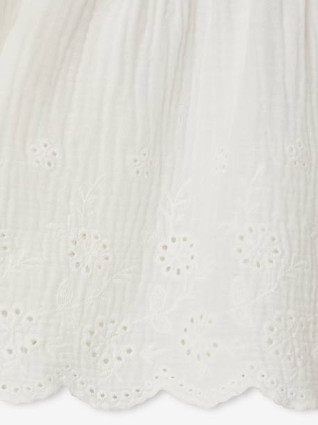 Embroidered blouse for babies ecru+ochre 