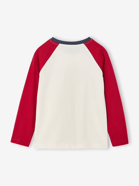 Long-sleeved T-shirt for boys bordeaux red+ochre+sage green 