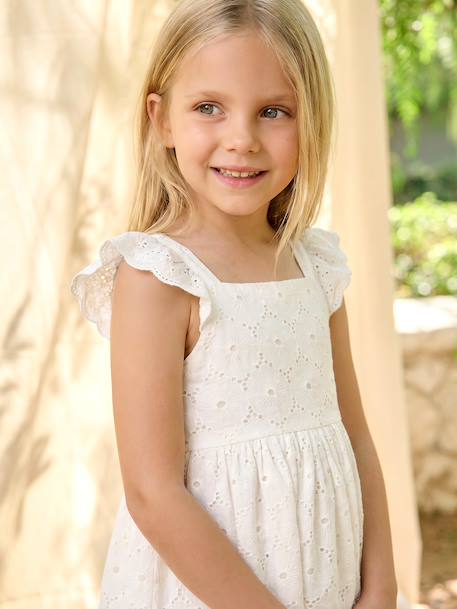 Girls’ Cotton Broderie Anglaise Dress white 