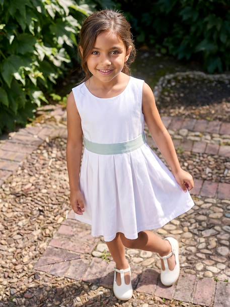 Occasion Wear Dress with Floral Print, for Girls light blue+pale pink+printed pink+printed white+white 