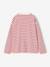 Long-sleeved striped T-shirt for girls dusky pink+ecru 