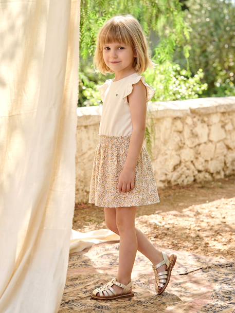 2-in-1-Effect Dress for Girls ecru+indigo+pale pink+striped pink 