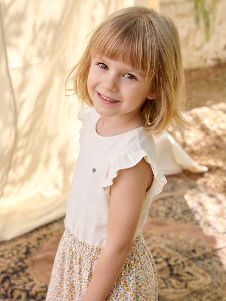 2-in-1-Effect Dress for Girls ecru+indigo+pale pink+striped pink 