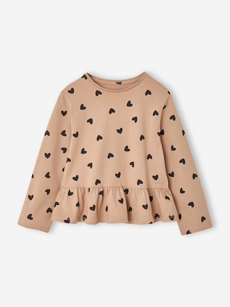 Long-sleeved blouse for girls dusky pink+taupe 