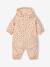 Fleece-lined baby's hooded printed rainsuit old rose+vanilla 