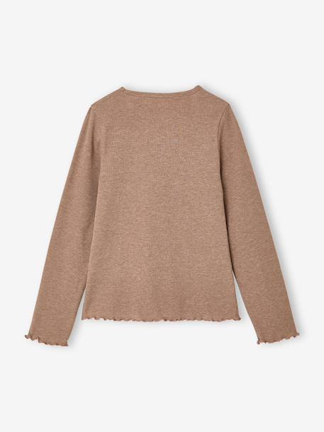 Long-sleeved T-shirt for girls ecru+mauve+taupe 