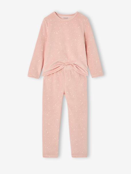 Pack of 2 long velvet pyjamas for girls rosy 