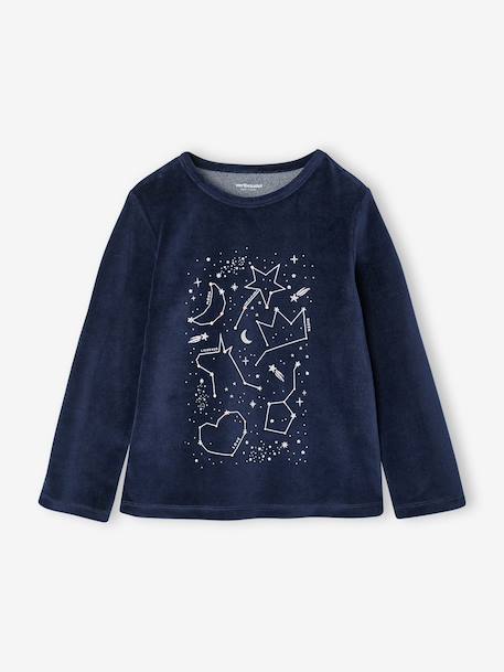 Pack of 2 long velvet pyjamas for girls rosy 