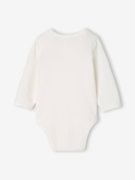 Pack of 3 long-sleeved bodysuits for baby ecru 