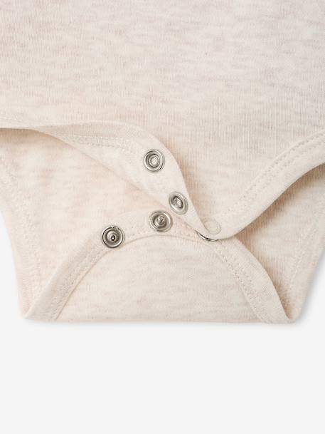 Pack of 3 long-sleeved newborn bodysuits cappuccino 
