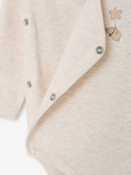 Pack of 3 long-sleeved newborn bodysuits cappuccino 